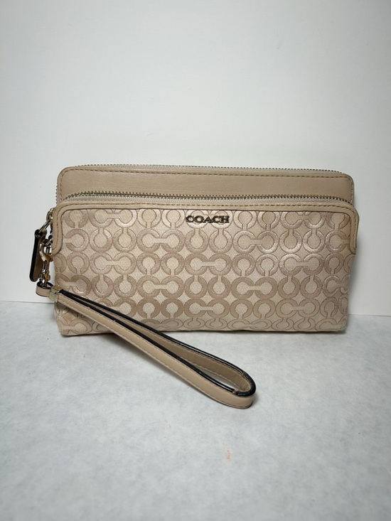 Coach Handbags - Coach Madison Op Art Double Zip Wallet Wristlet (Style No. F51221) Gold/Tan Tone
